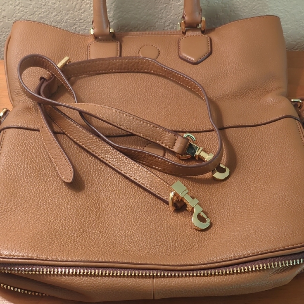 Tory Burch Robinson Pebbled Fold-Over Leather Messenger Bag - Picture 6 of 9